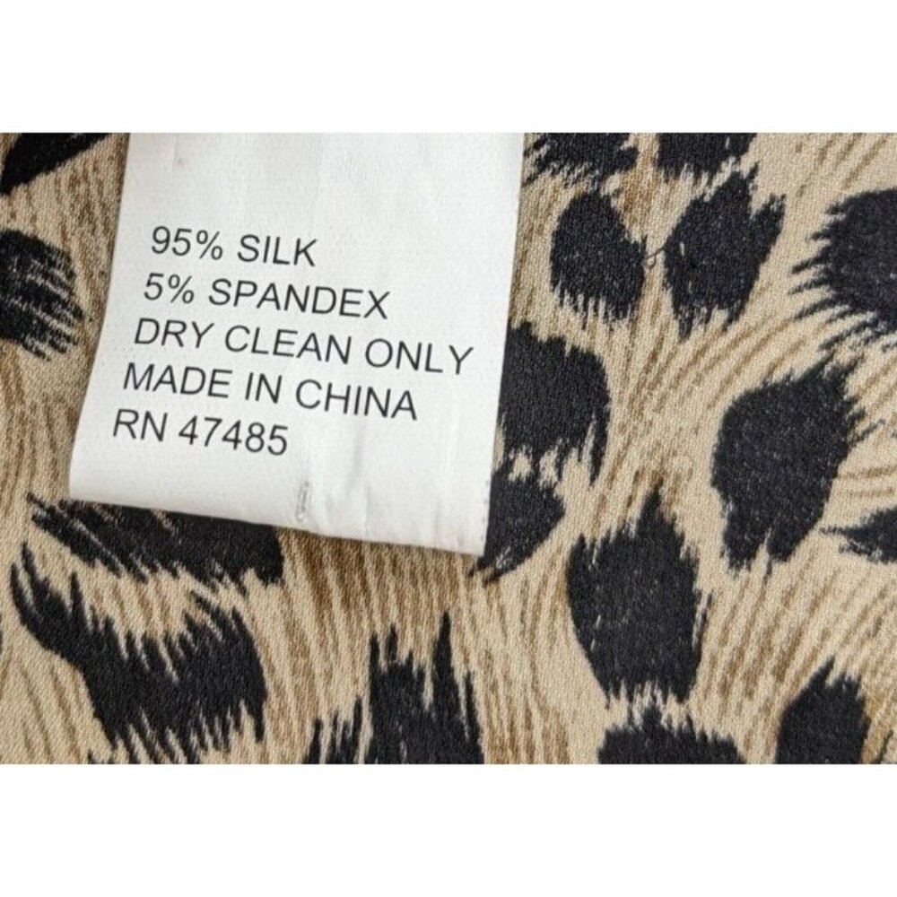 Adec Women's Skirt Size 4 Leopard Animal Print Silk A-Line - Picture 4 of 10